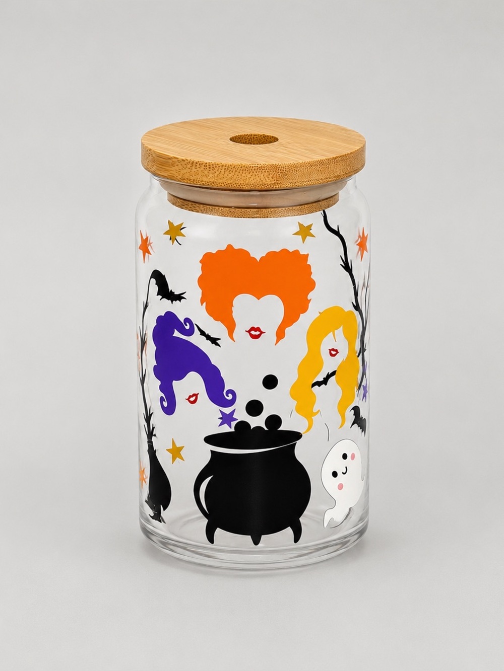 Witch Brew Halloween 16oz Libby Can Glass Tumbler with Bamboo Lid